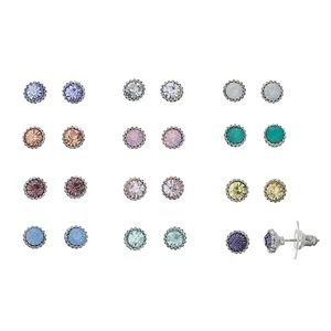 12 pairs of stud crystal earrings NWT